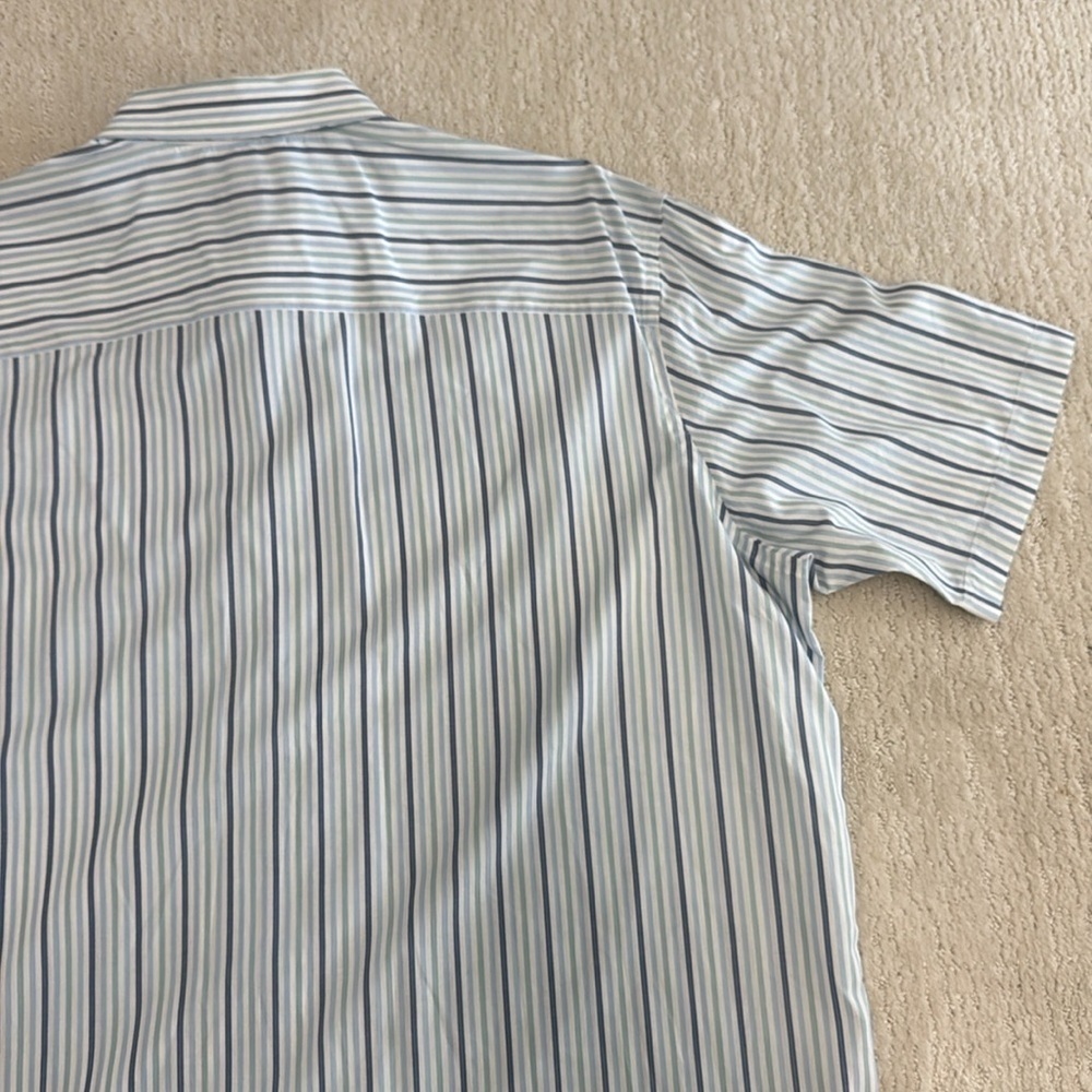 Austin Reed Men’s XL Short Sleeve Button Down 100% Cotton  Blue Striped Shirt‎ - Picture 9 of 12